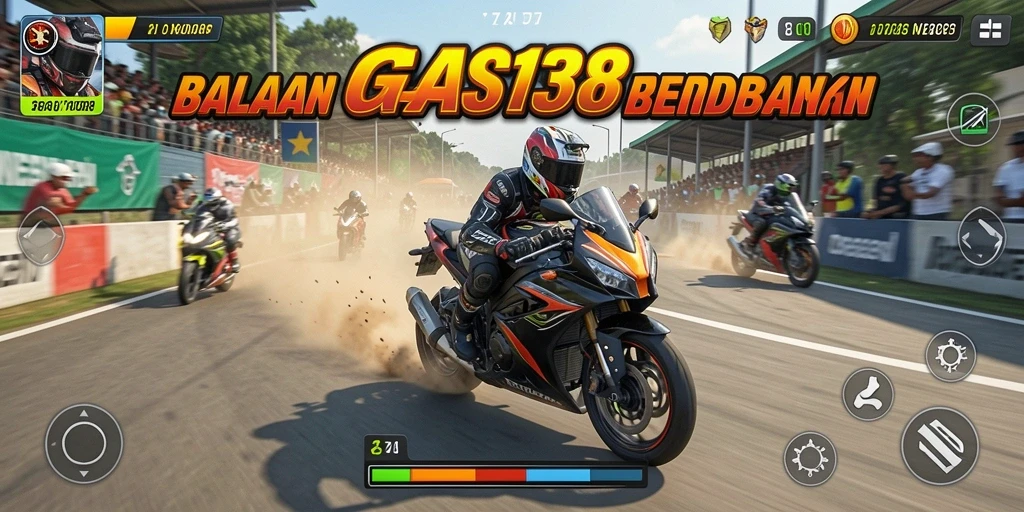 Screenshot menampilkan aksi balapan motor yang mendebarkan di <strong>GAS138</strong>.