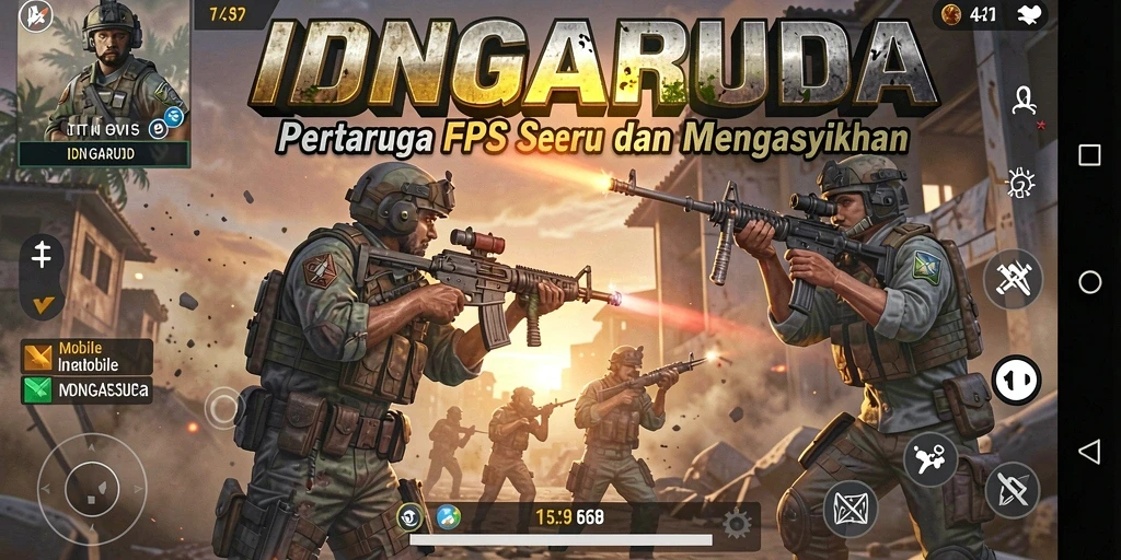 Tangkapan layar IDNGARUDA yang menampilkan aksi gameplay FPS yang mendebarkan.