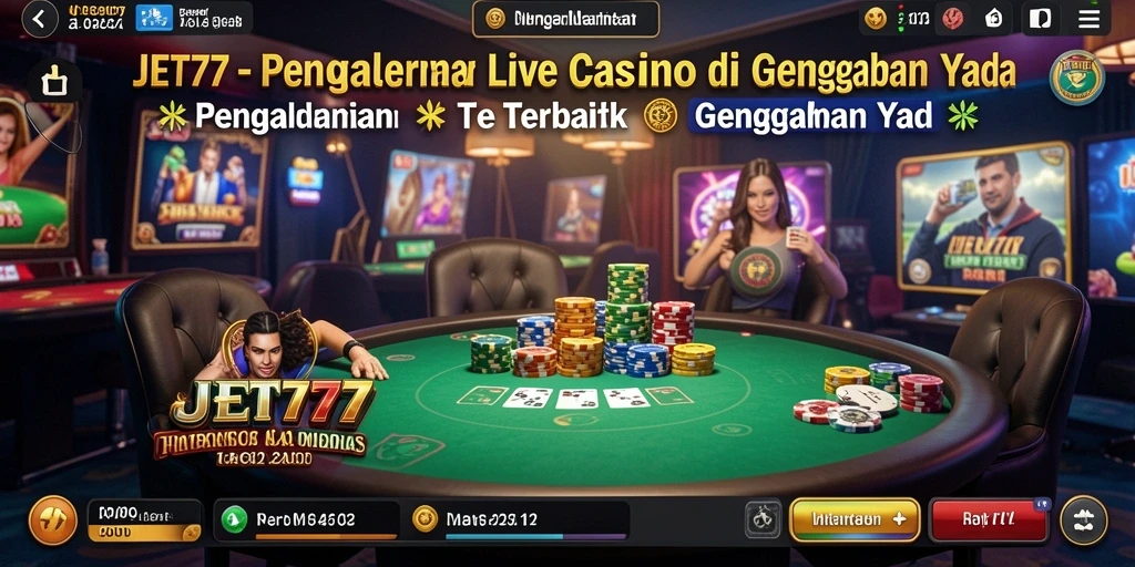Tampilan permainan Live Casino JET77 yang mendebarkan dan interaktif.