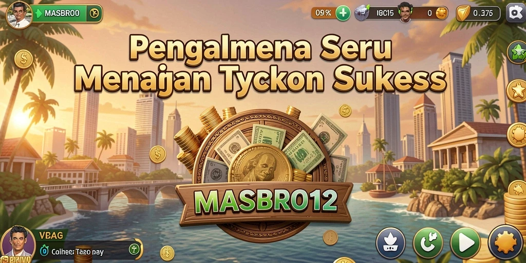 Tangkapan layar utama MASBRO12 menunjukkan suasana gameplay Tycoon yang menarik.
