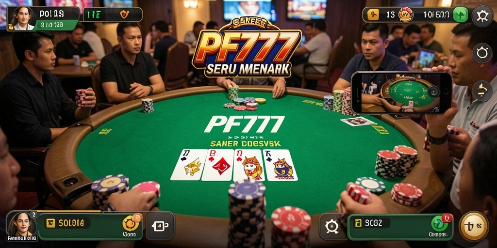Tampilan gameplay Poker yang mendebarkan di PF777.