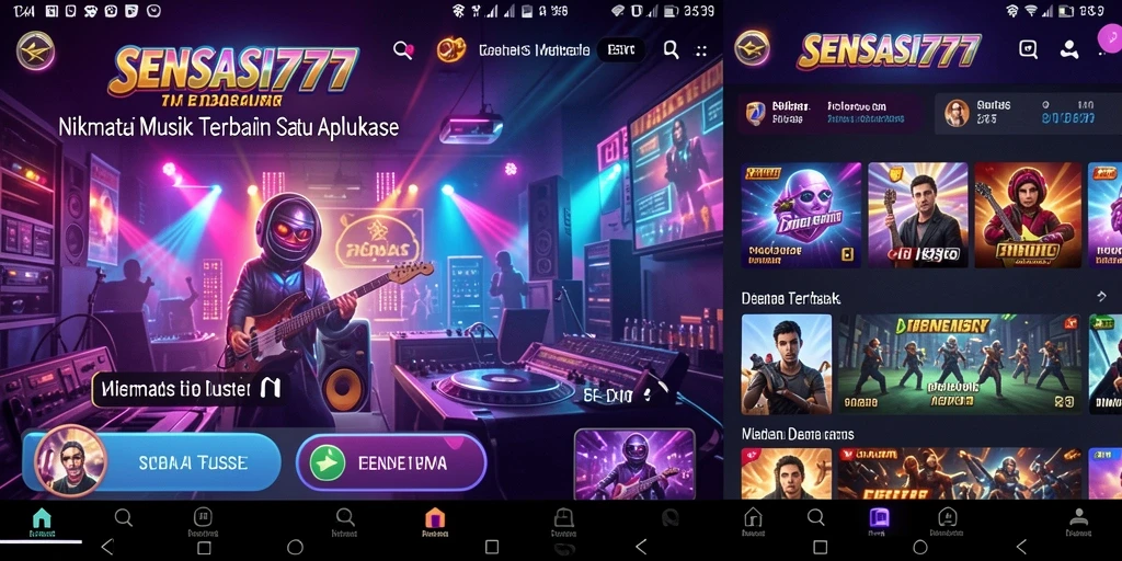 Tampilan gameplay SENSASI777 dengan fitur interaktif dan musik yang beragam.