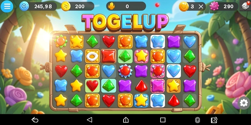 Tampilan gameplay TOGELUP yang penuh warna dan seru.