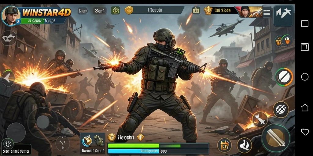 Tangkapan layar gameplay penuh aksi dari WINSTAR4D.